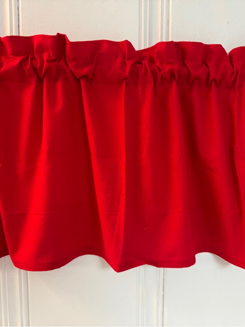 Red Ruffled Curtain Valance